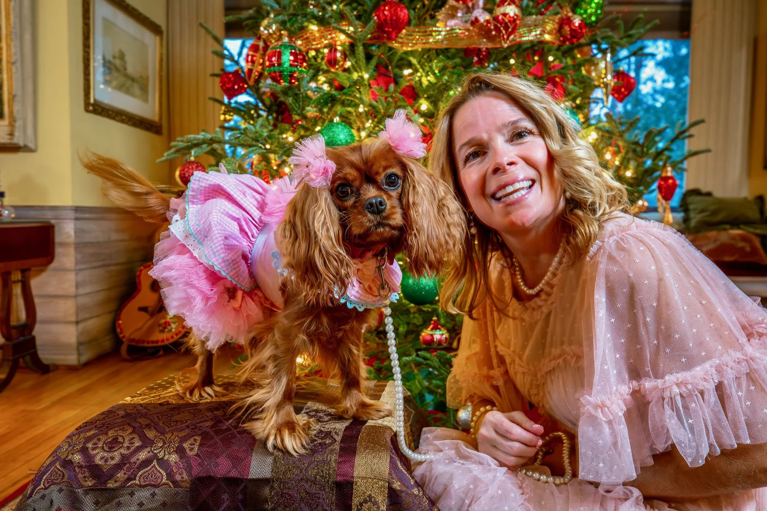 a person holding a dog